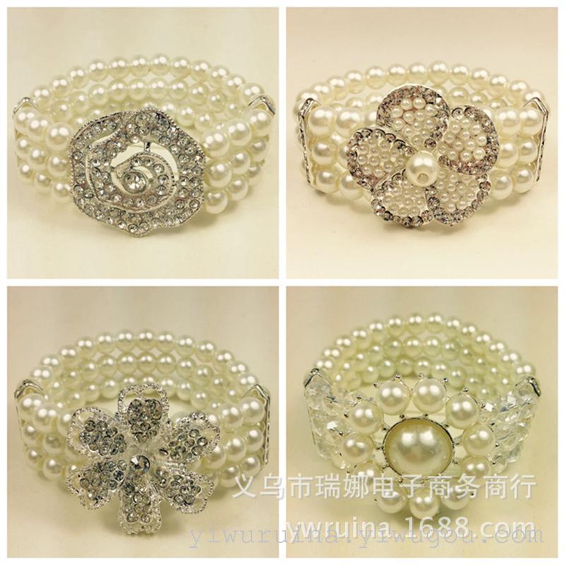 Online e-commerce accessories amazon taobao fashion all-in-one flower drill multi-layer elastic pearl bracelet