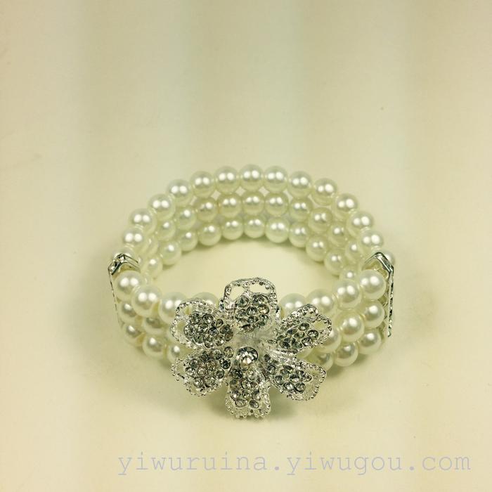 Online e-commerce accessories amazon taobao fashion all-in-one flower drill multi-layer elastic pearl bracelet