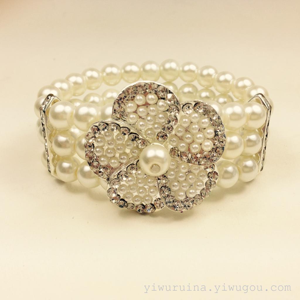 Online e-commerce accessories amazon taobao fashion all-in-one flower drill multi-layer elastic pearl bracelet
