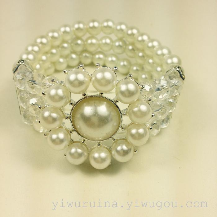 Online e-commerce accessories amazon taobao fashion all-in-one flower drill multi-layer elastic pearl bracelet