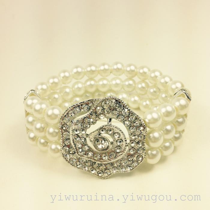 Online e-commerce accessories amazon taobao fashion all-in-one flower drill multi-layer elastic pearl bracelet