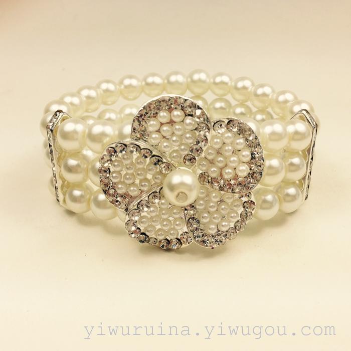 Online e-commerce accessories amazon taobao fashion all-in-one flower drill multi-layer elastic pearl bracelet