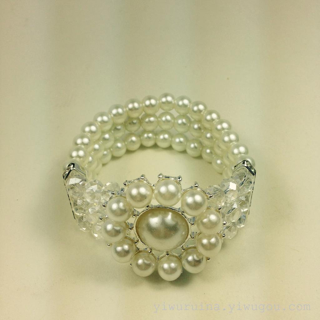 Online e-commerce accessories amazon taobao fashion all-in-one flower drill multi-layer elastic pearl bracelet