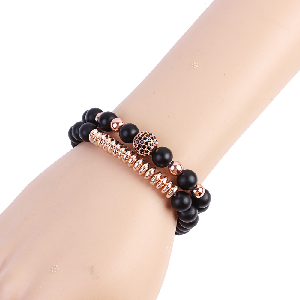 European and American fashion jewelry natural stone set bracelet micro-zircon elastic bracelet hot copper jewelry.