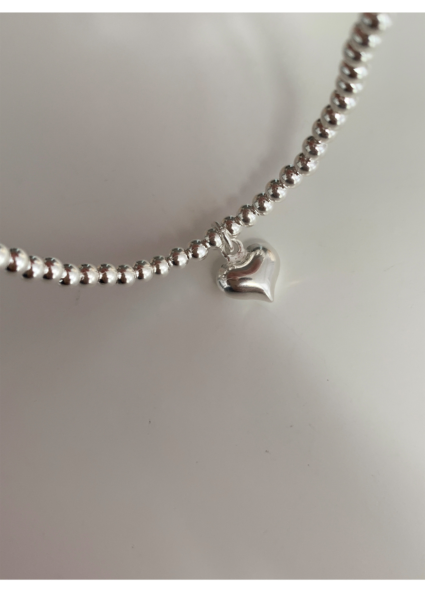 Korean Style S925 Silver Simple and Compact Elastic Heart Bracelet Women's Retro Fashion Elegant Graceful Bracelet Student Jewelry