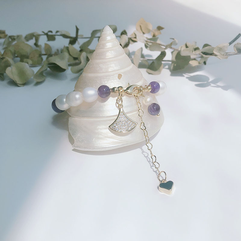 New Freshwater Pearl Bracelet Elastic Adjustable Bracelet Amethyst Ivory Beads Skirt Children&#039;s Retro Chinese Style
