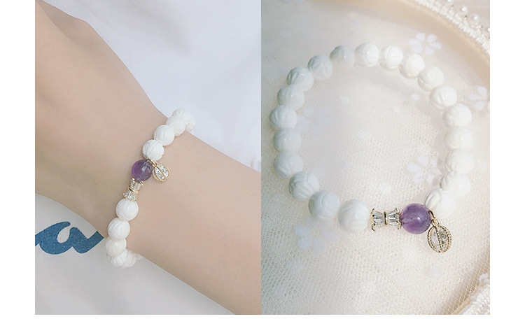 New Freshwater Pearl Bracelet Elastic Adjustable Bracelet Amethyst Ivory Beads Skirt Children's Retro Chinese Style