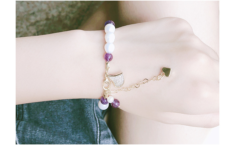 New Freshwater Pearl Bracelet Elastic Adjustable Bracelet Amethyst Ivory Beads Skirt Children's Retro Chinese Style
