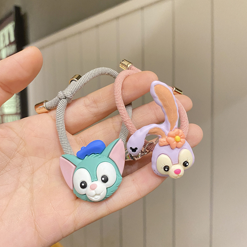 Simple Resin Strawberry Bear Decoration Couple Magnet Hair Rope Creative Elastic Rubber Band Hair Accessories Bracelet Decoration