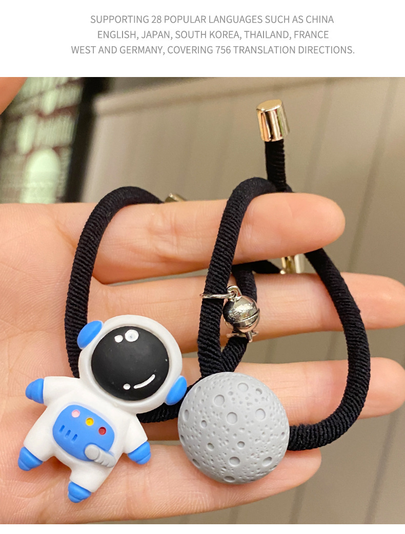 Simple Resin Strawberry Bear Decoration Couple Magnet Hair Rope Creative Elastic Rubber Band Hair Accessories Bracelet Decoration