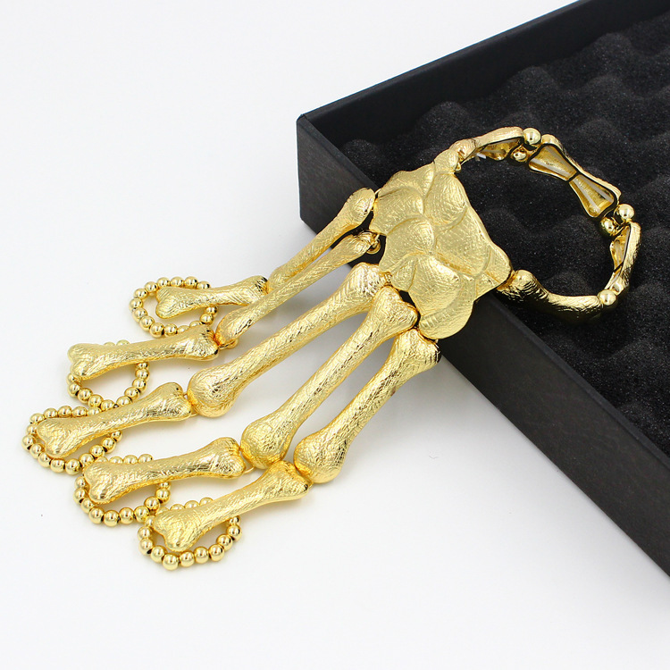 E0019 European and American Fashion Exaggerated Metal Bone Skull Bracelet Ghost Claw Finger Bracelet Halloween Ornaments