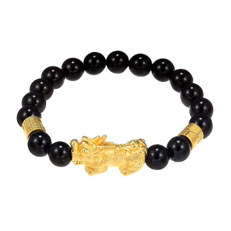 Xuping Jewelry New Year Couple Model Gilt Pixiu Vintage Artificial Agate Elastic Bracelet Source Factory in Stock