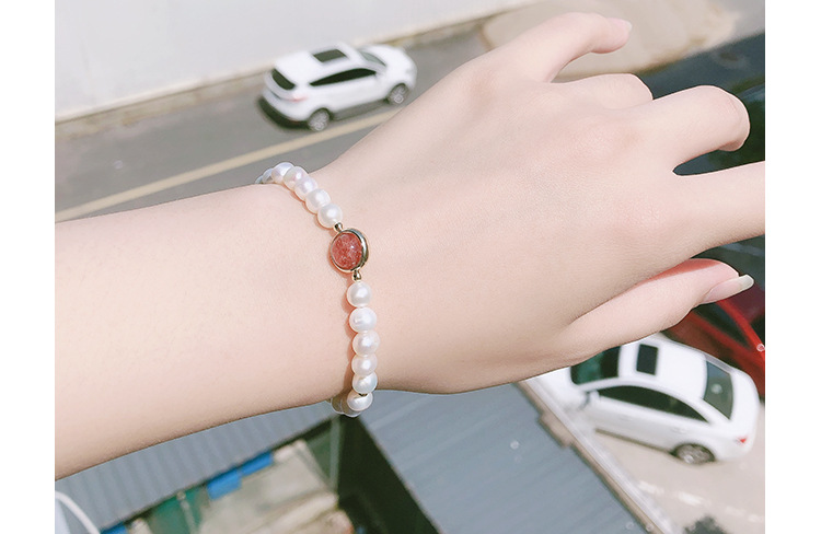 New bracelet hand natural freshwater pearl crystal strawberry crystal shell fish elastic adjustable girl