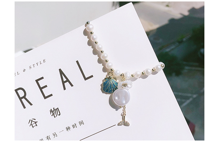 New bracelet hand natural freshwater pearl crystal strawberry crystal shell fish elastic adjustable girl