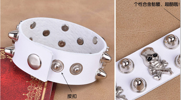 European and American Fashion Multi-Layer Leather Wide Bracelet Domineering Personalized Skull Rivet Punk Street Dance Bracelet Jewelry