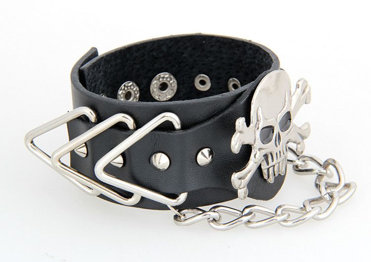 Factory Direct Sales Leather Bracelet Non-Mainstream Punk Rock Hip Hop Exaggerated Skull Leather Bracelet Factory Direct Sales Leather Bracelet Non-Mainstream Punk Rock Hip Hop Exaggerated Skull Leather Bracelet