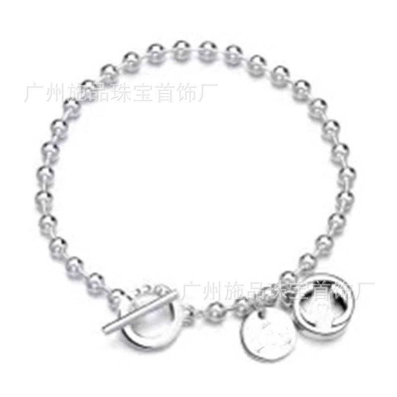 Gujia S925 Silver Bracelet Vintage Distressed Men and Women Couple Double G Skull Elf Bracelet Pattern Carved Bracelet