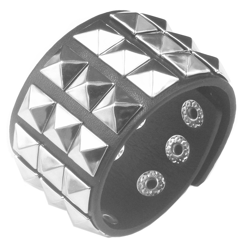 Rivet Skull Personality Barbed Rivet Self-Defense Punk Bracelet Men&#039;s and Women&#039;s Bracelet Rock Accessories Leather Bracelet