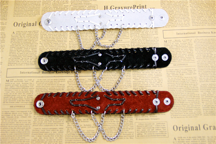 from AliExpress European and American Ornament Retro Punk Bullet Skull Chain Bracelet Cattle Leather Bracelet