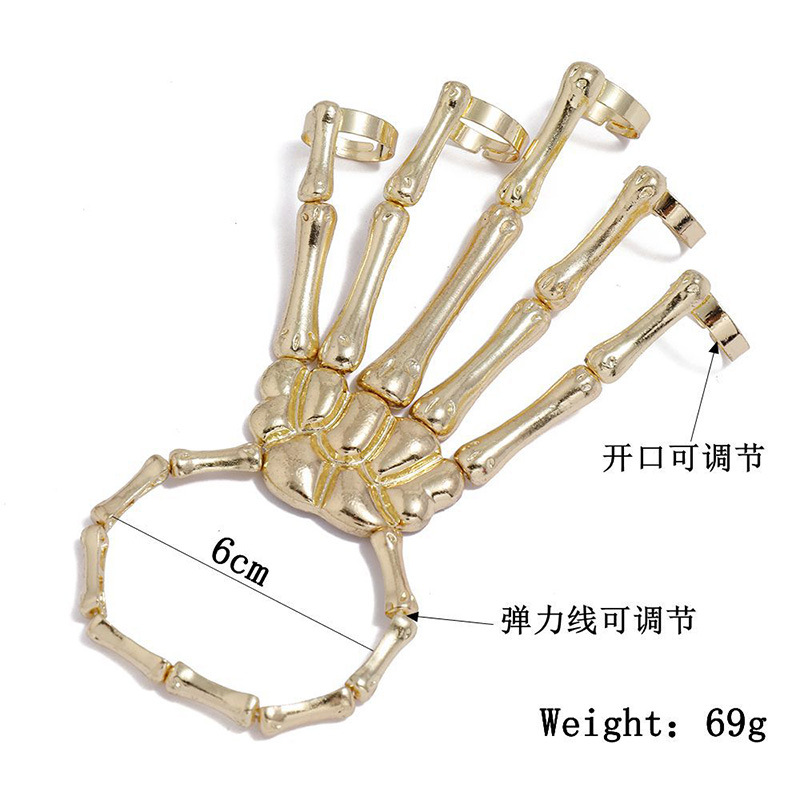 European and American Popular Halloween Bracelet Punk Exaggerated Ghost Hand Skull Bracelet Metal Texture Mitten-Type Bracelet Female