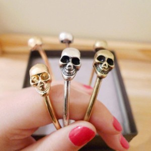 European and American Retro Han Huohuo Punk Double-Headed Skull Open-Ended Bracelet