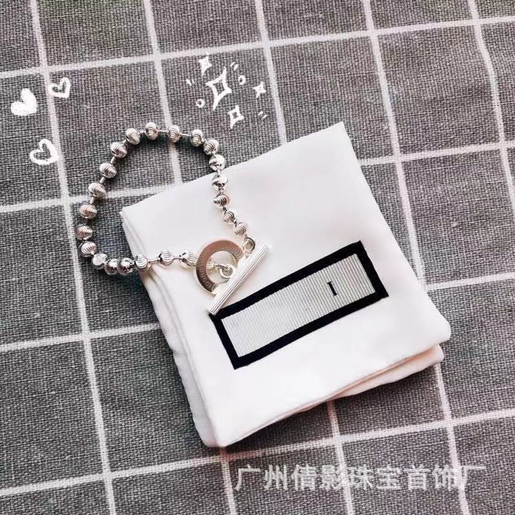 Gujia Double G Carved Bracelet S925 Silver Vintage Distressed Double G Mutual Buckle Bracelet Men and Women Skull Elf