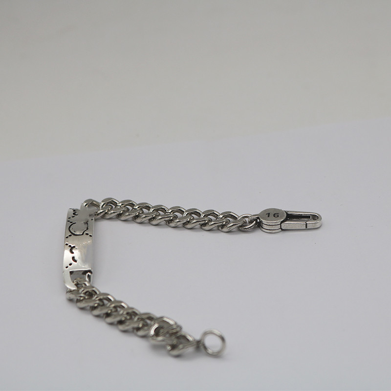 New Double Gs925 Silver Skull Ghost Distressed Bracelet Mutual Buckle Retro Couple Men and Women Bracelet New Double Gs925 Silver Skull Ghost Distressed Bracelet Mutual Buckle Retro Couple Men and Women Bracelet