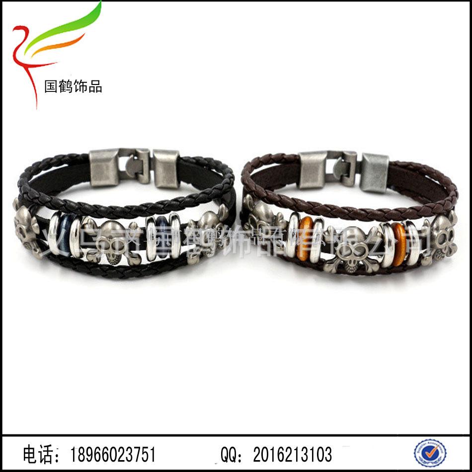 Men's PU leather adjustable skull bracelet Men's PU leather adjustable skull bracelet