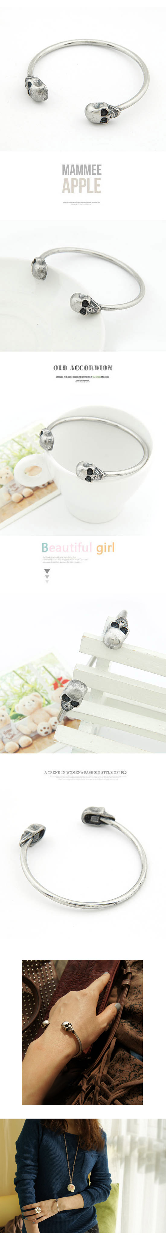 Korean fashion retro skull openings on both sides of bracelet