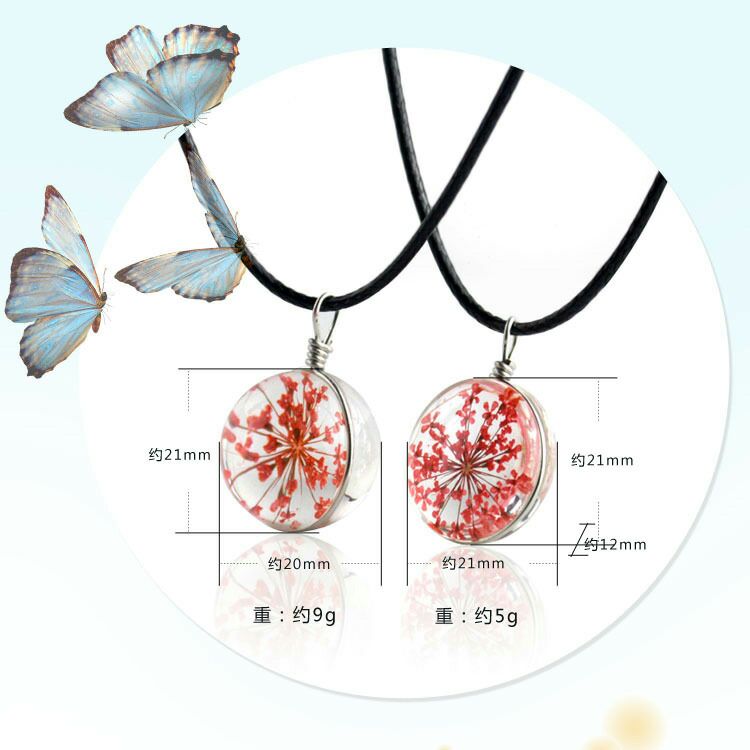Plant dried flower star necklace time gem glass jewelry creative personality pendant