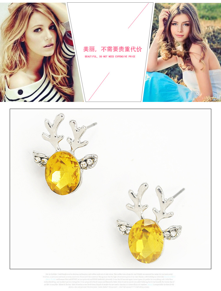 KoreanStyle Boutique Ear Stud Whole Crystal Gem Antler Earrings Elegant Threedimensional Christmas Reindeer Ear Stud KoreanStyle Boutique Ear Stud Whole Crystal Gem Antler Earrings Elegant Threedimensional Christmas Reindeer Ear Stud