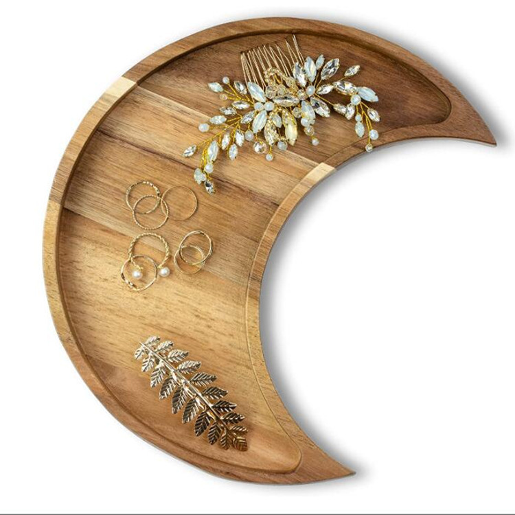 Acacia Wood Pallet an Acacia Wood Crystal Moon Wood Pallet Gem Essential Oil Display Wood Pallet Gothic Fruit Plate