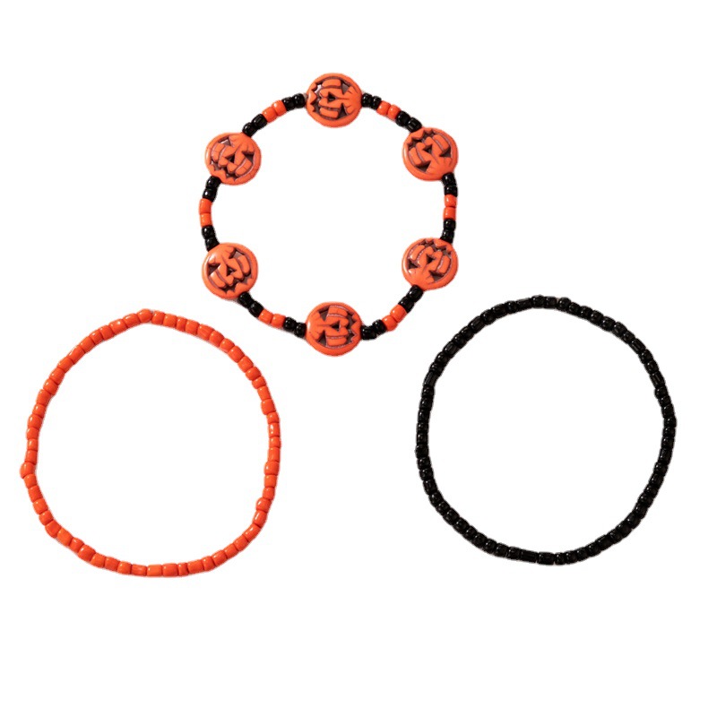 Amazon Cross-Border 2021 New Bracelet Halloween Skull Color Bead Elastic String Personalized Bracelet