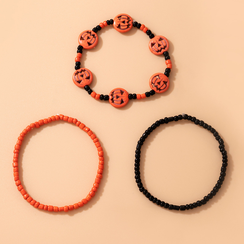 Amazon Cross-Border 2021 New Bracelet Halloween Skull Color Bead Elastic String Personalized Bracelet