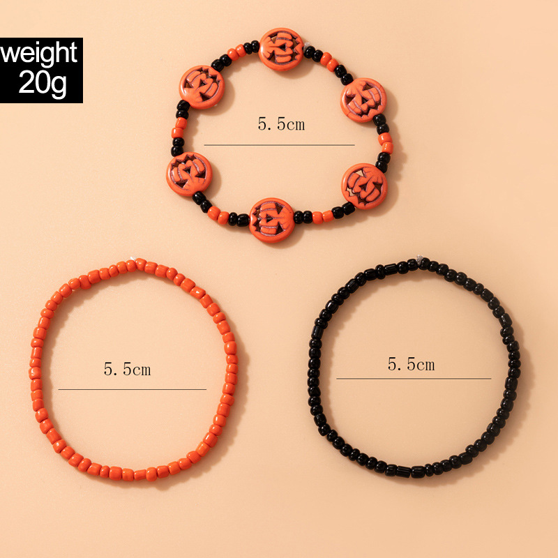 Amazon Cross-Border 2021 New Bracelet Halloween Skull Color Bead Elastic String Personalized Bracelet