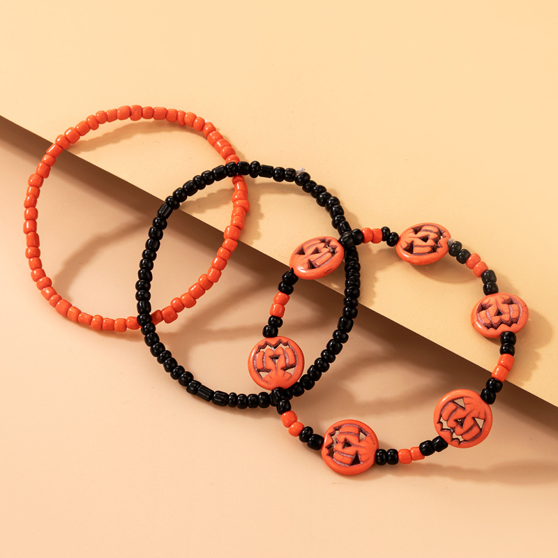 Amazon Cross-Border 2021 New Bracelet Halloween Skull Color Bead Elastic String Personalized Bracelet
