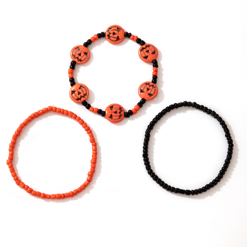 Amazon Cross-Border 2021 New Bracelet Halloween Skull Color Bead Elastic String Personalized Bracelet