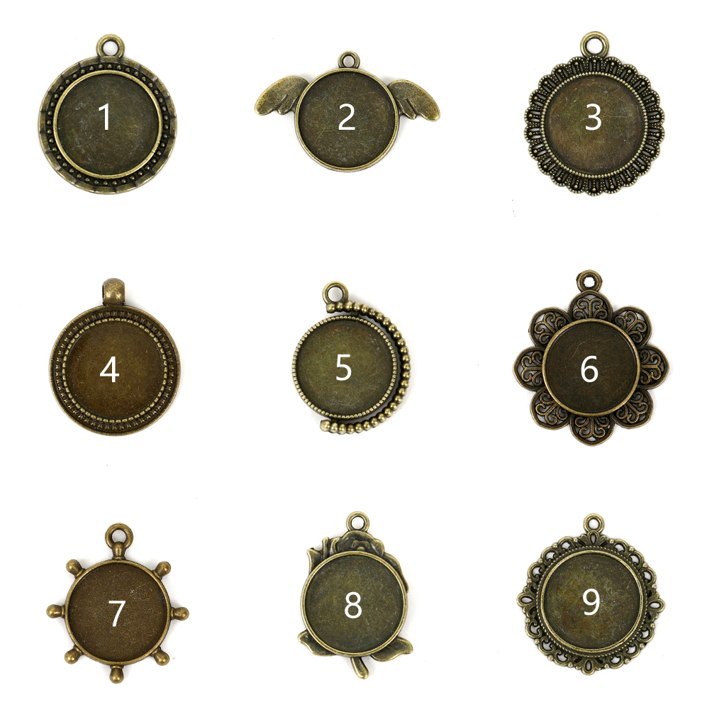 Retro Environmentally Friendly Zinc Alloy Base Support DIY Time Gem Cabochon Necklace Keychain Accessory Alloy Accessories with Various Styles