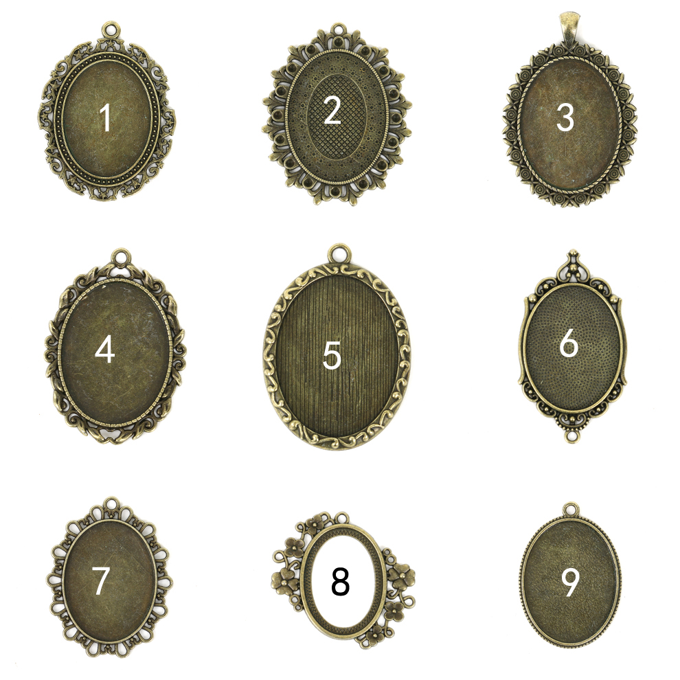 2021 Foreign Trade New Retro Environmentally Friendly Zinc Alloy Base Support DIY Time Gem Cabochon Necklace Keychain Accessory Accessories