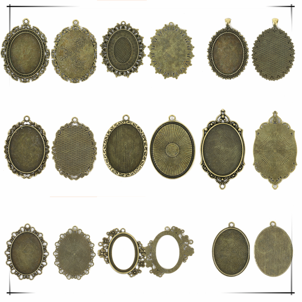2021 Foreign Trade New Retro Environmentally Friendly Zinc Alloy Base Support DIY Time Gem Cabochon Necklace Keychain Accessory Accessories