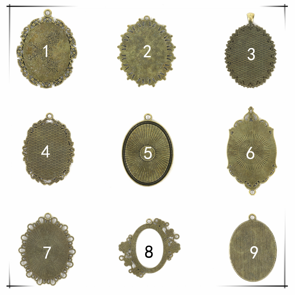 2021 Foreign Trade New Retro Environmentally Friendly Zinc Alloy Base Support DIY Time Gem Cabochon Necklace Keychain Accessory Accessories
