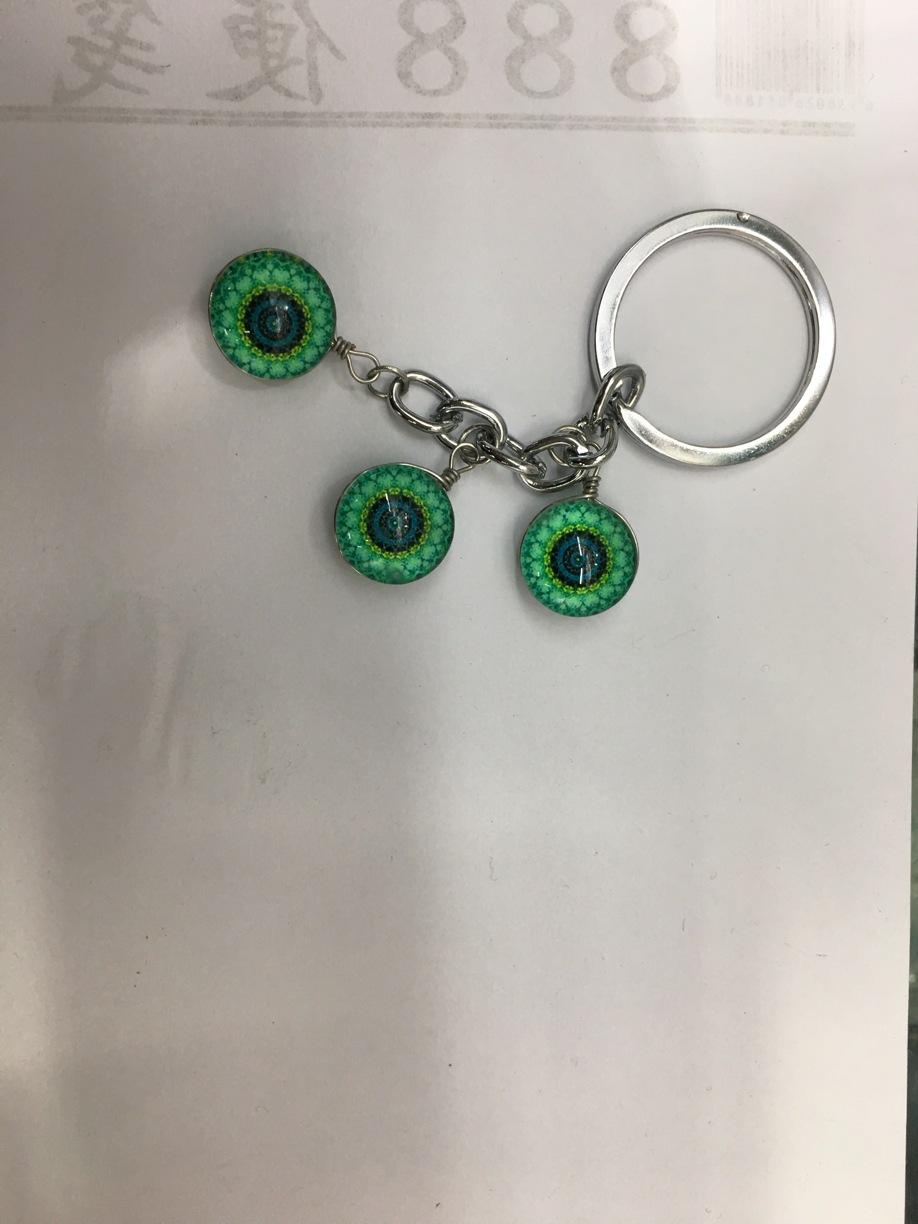 Retro trend glass map time gem key chain