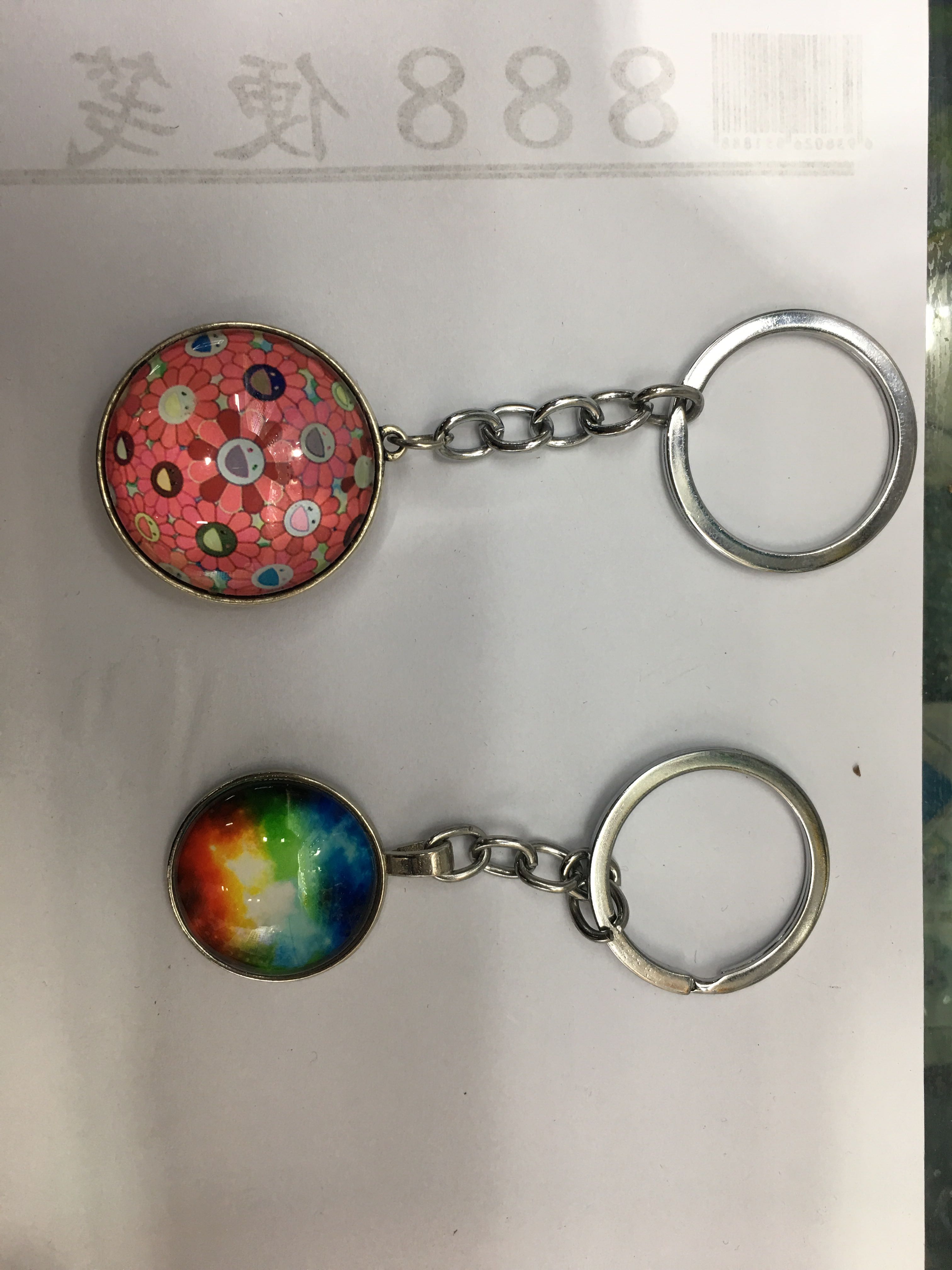 Retro trend glass map time gem key chain