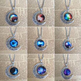 European And American Foreign Trade EBay AliExpress Starry Sky Moon Time Gem Cabochon Necklace Factory Direct Sales