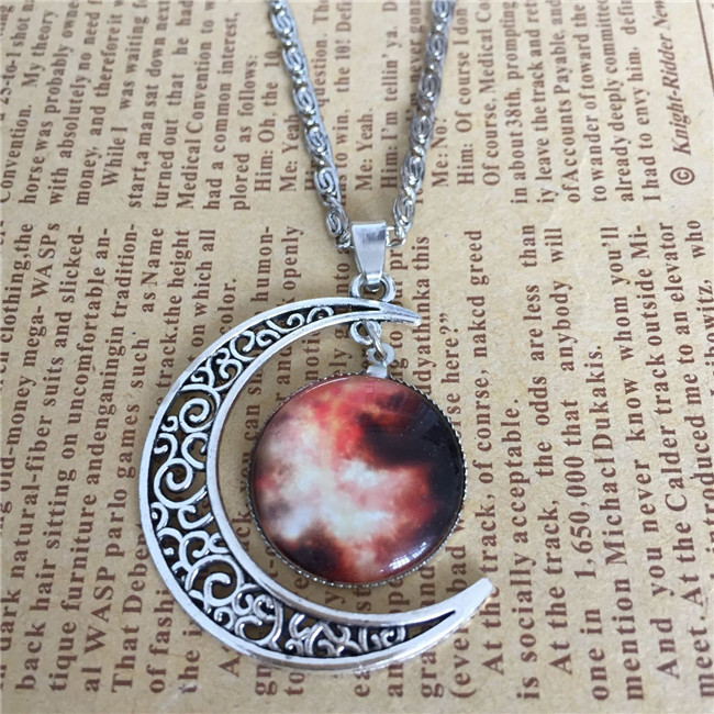European And American Foreign Trade EBay AliExpress Starry Sky Moon Time Gem Cabochon Necklace Factory Direct Sales