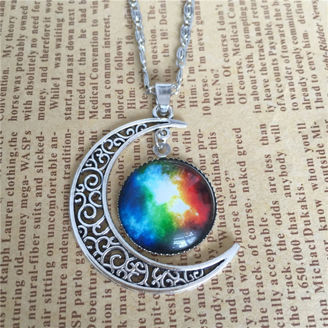 European And American Foreign Trade EBay AliExpress Starry Sky Moon Time Gem Cabochon Necklace Factory Direct Sales
