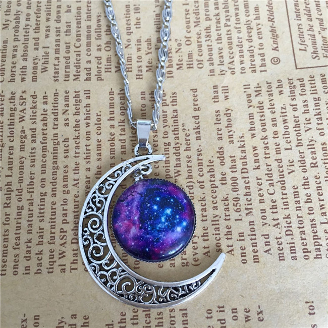 European And American Foreign Trade EBay AliExpress Starry Sky Moon Time Gem Cabochon Necklace Factory Direct Sales
