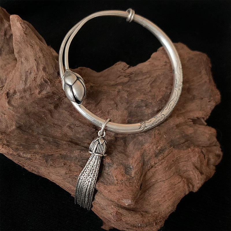 Retro Elephant Ethnic Style Bracelet Flower Tassel Pendant Distressed Ins Female Heavy Industry Fashion Temperament Hand Jewelry