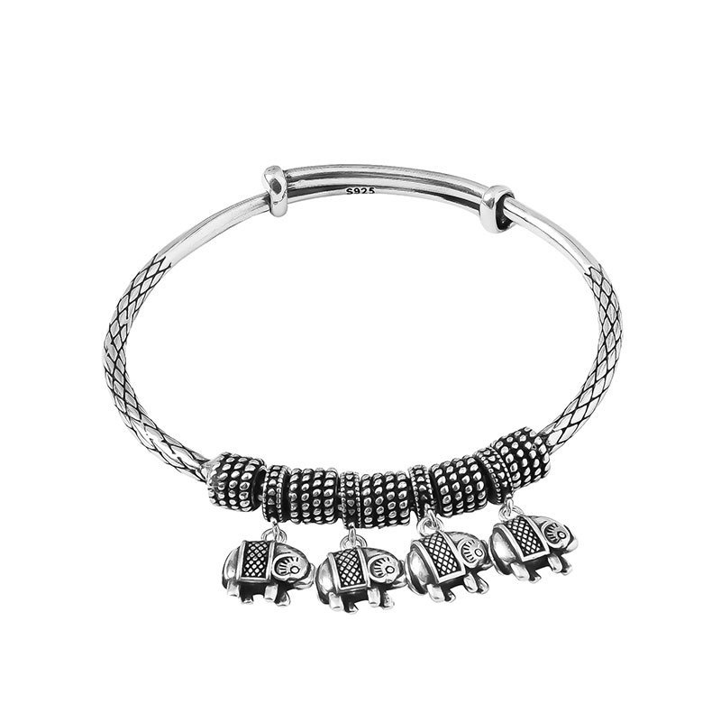 Retro Elephant Ethnic Style Bracelet Flower Tassel Pendant Distressed Ins Female Heavy Industry Fashion Temperament Hand Jewelry