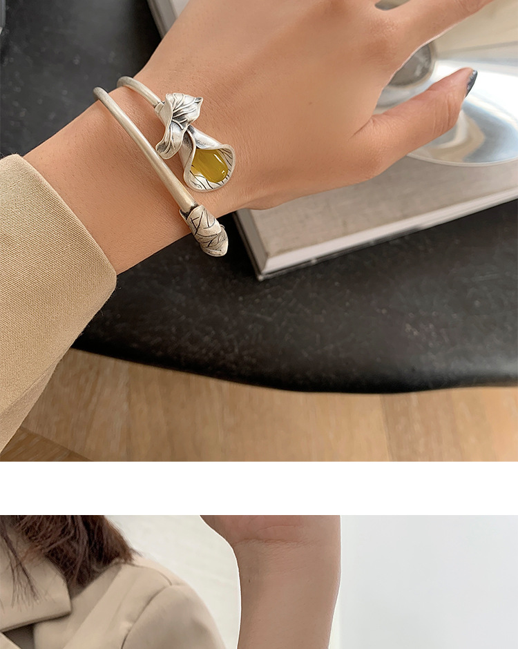 925 Sterling Silver Vintage Distressed Bracelet Female Ethnic Style Niche Design Light Luxury Temperament Open Adjustable Bracelet